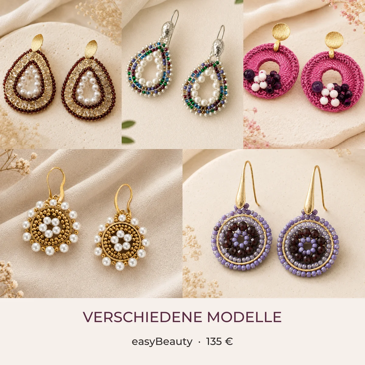 Verschiedene handgemachte easyBeauty Ohrring-Modelle für 135 Euro